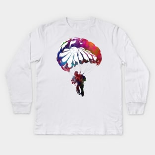 Paratrooper sport art #paratrooper Kids Long Sleeve T-Shirt